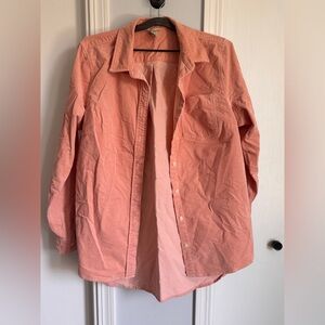 Corduroy stretch long shirt in blush color
